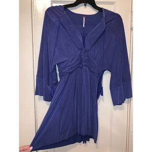 Free People Royal Blue Quarter Length Sleeve Dress